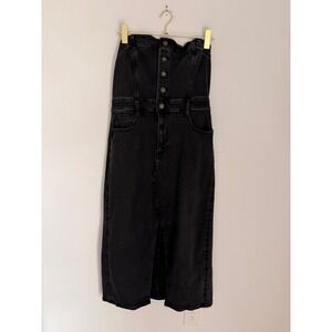 American Eagle Outfitters Black Denim Strapless Dress Button Front Size 12 NWT